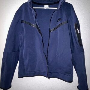 Nike Navy Blue Hooded Zip Jacket with Black Trim//No Zipper//